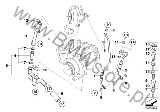 Przewód powrotny na diagramie Dopływ oleju, turbosprężarka