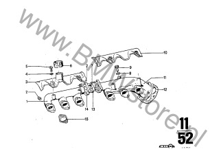 Kołnierz (11 62 1251423) na diagramie Kolektor wydechowy dla BMW 2500-3.3Li 2500 Limousine ECE