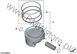 Tłok na diagramie Tłoki z pierścieniami i sworzniami 