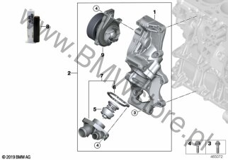 Układ chł. - pompa pł. chł./termostat dla Mini Countryman F60 LCI Cooper D ALL4 B47 ECE
