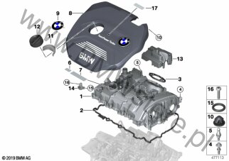 Pokrywa głowicy/elementy dod. dla BMW X1 F48 LCI SAV X1 25eX B38X ECE