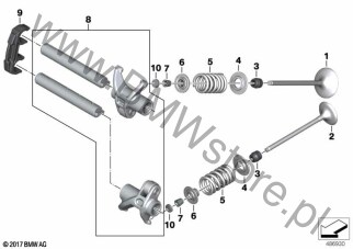 Płytki regulacyjne na diagramie Sterowanie zaworów-wlot/wylot 