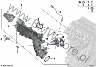 Instalacja ssąca AGR ze sterow. klapami dla BMW 2' F44 Gran Coupé 216d B37B ECE