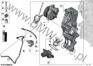 Układ chł. - pompa pł. chł./termostat dla Mini Countryman F60 LCI One D B37B ECE