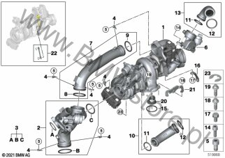 Turbosprężarka, wysokie ciśnienie dla BMW 5' G30 LCI Limousine BMW ALPINA D5s B57R ECE