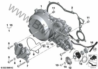 Kpl. tulejek pasujących na diagramie Pokrywa obudowy silnika, prawa 