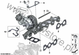 Turbosprężarka z kolektorem wylotowym dla BMW 3' G20 Saloon LCI Limousine BMW ALPINA D3s B57R ECE