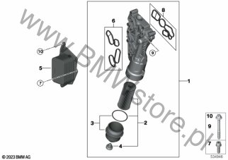 Dopływ oleju-filtr oleju, wymien. ciep. dla Mini Countryman F60 LCI Cooper D ALL4 B47 ECE