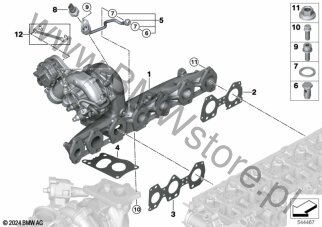 Turbosprężarka z kolektorem wylotowym dla BMW X7 G07 LCI SAV X7 40dX B57Y ECE