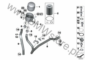 O-Ring (11 41 8423919) na diagramie Filtr oleju i przewody dla MS BMW Motorsport M6 GT3 Coupé ECE