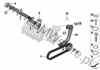 Pasek wieloklinowy (11 41 8423202) na diagramie Pompa olejowa-elementy pojedyncze dla MS BMW Motorsport M6 GT3 Coupé ECE