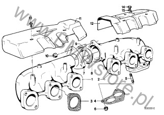 Blacha ekranująca, przednia (11 62 1277714) na diagramie Kolektor wydechowy dla BMW 5' E28 520i Limousine ECE