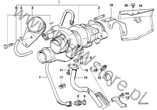 Przewód elastyczny (11 42 7796055) na diagramie Turbosprężarka ze smarowaniem dla BMW 5' E34 525td Limousine ECE
