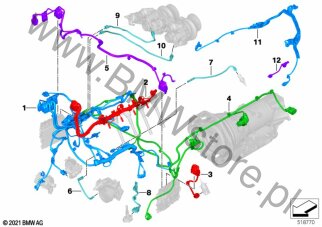 Kabel adaptera eSUV (12 51 8487546) na diagramie Wiązka przewodów silnika dla BMW X5 G05 X5 M50iX SAV ECE