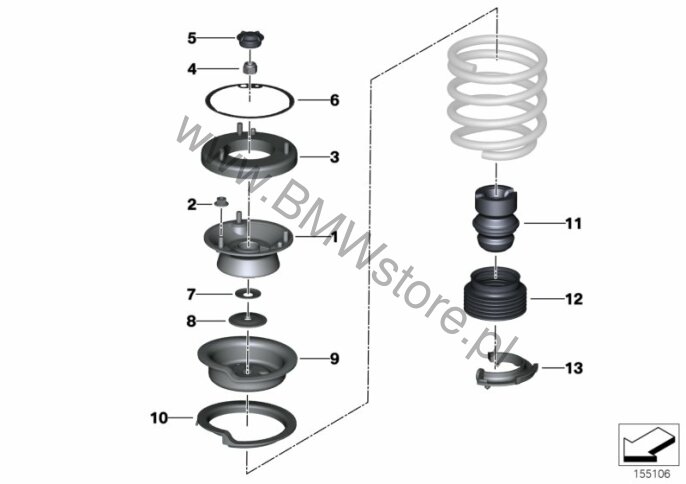 Łożysko oporowe/podkł. spręż./Elem. dod. BMW 3' E90 318i