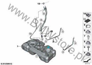 Zbiornik paliwa/Elementy dod. dla Mini Countryman F60 LCI Cooper D ALL4 B47B ECE