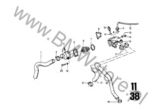 Przewód elastyczny (11 53 1251520) na diagramie Chłodnica dla BMW 2500-3.3Li 2500 Limousine ECE
