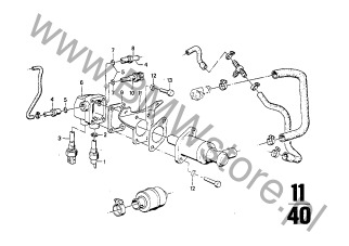 Króciec gwintowany (11 12 1740396) na diagramie Chłodnica dla BMW 2500-3.3Li 3.0Si Limousine ECE