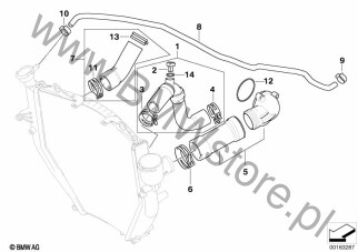 Opaska na węże (17 12 7520888) na diagramie Węże wody układu chłodniczego dla BMW A15 A15  USA