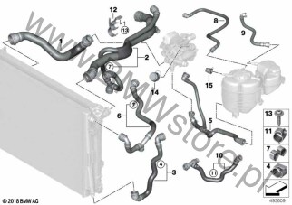 Węże płynu chłodzącego układu chłodzenia dla BMW 4' G22 Coupé LCI 420i 1.6 B48M ECE