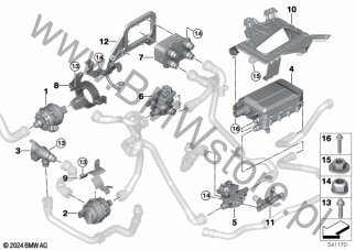 Halter Durchlauferhitzer (64 12 9873922) na diagramie Komponenty elektryczne dla BMW 5' G60 Saloon i5 eDrive40 Limousine HA0 ECE