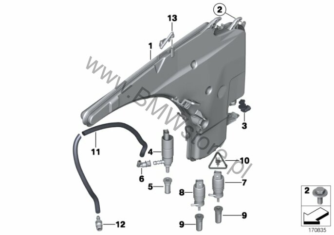 Zbiornik spryskiwaczy szyb/reflektorów BMW 3' E91 LCI