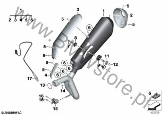 Sonda lambda (11 78 8393838) na diagramie Części układu wydechowego z mocowaniem dla BMW K02  G 310 GS 20  ECE