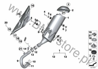 Sonda lambda na diagramie Części układu wydechowego z mocowaniem 