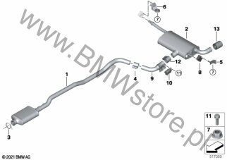 Obejma taśmowa V (18 30 8593486) na diagramie Układ wydechowy tylny dla BMW X2 F39 X2 16d SAC ECE