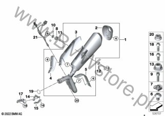 Śruba z łbem walcowym na diagramie Części układu wydechowego z mocowaniem 