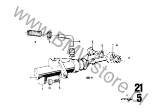 Pompa sprzęgła (21 52 1156004) na diagramie Pompa główna dla BMW 2500-3.3Li 2500 Limousine ECE