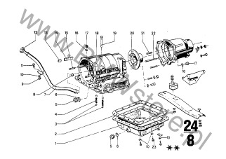 Miarka poziomu oleju (24 11 1204245) na diagramie Elementy poj. ZF 3HP20 dla BMW 2500-3.3Li 2500 Limousine ECE