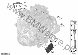 Osłona rozrusznika (24 14 8604292) na diagramie Skrzynia biegów, mocowanie / odpowietrz dla BMW X2 F39 X2 18i B32 SAC ECE