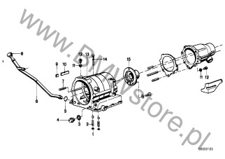 Przewód wlewu oleju na diagramie ZF 3HP20 Obudowa + Elementy dod.