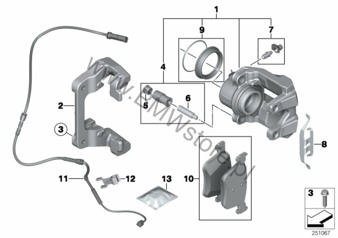 Hamulec przódokładzinaczujnik BMW X3 F25 X3 18d B47 SAV