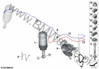 Amortyzator pneumatyczny tylny dla BMW 5' G61 Touring 530eX B48X ECE