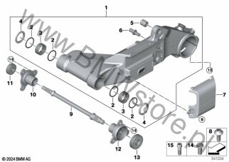 Śruba sześciokątna (34 51 5A8ED76) na diagramie Wahacz tylnego koła dla BMW K06 CE 02  USA