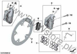 Śruba sześciokątna na diagramie Hamulec przedniego koła 