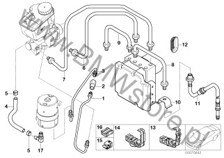 Przewód rurowy (34 32 2282292) na diagramie Przewód hamulcowy przedni DSC dla BMW 3' E46 M3 Cabrio ECE