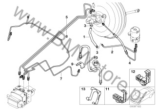 Przewód rurowy (34 32 1165952) na diagramie Przewód hamulcowy przedni DSC dla BMW X5 E53 X5 3.0d M57 SAV ECE