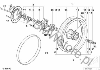 Tuleja dystansowa wewn. (36 31 2345809) na diagramie Koło szprychowe tylne dla BMW R13  F 650 GS 00  ECE