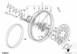 Koło szprychowe przednie (36 31 8563864) na diagramie Koło szprychowe przednie dla BMW R13  F 650 GS 00  ECE