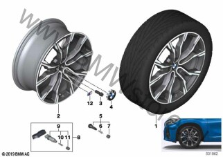 BMW k.st.l.M Double Spoke 816M - 19" dla BMW X1 F48 LCI SAV X1 25eX B38X ECE