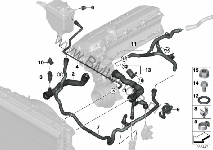 Węże płynu chłodzącego układu chłodzenia BMW 5' E60 530i