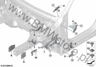 Konstrukcja przednia, uchwyt dla BMW X1 F48 LCI SAV X1 25eX B38X ECE