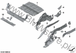 Mocowanie zderzaka, lewe (41 11 7402665) na diagramie Wnęka koła tylna/elementy podłogi dla BMW X2 F39 X2 16d SAC ECE