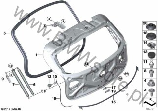 Zaczep cięgna (51 21 8497309) na diagramie Pokrywa bagażnika dla BMW X2 F39 X2 16d SAC ECE