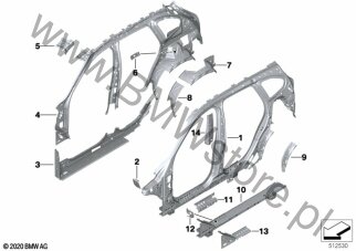 Elementy pojed. szkieletu bocznego dla BMW X1 F48 LCI SAV X1 25eX B38X ECE