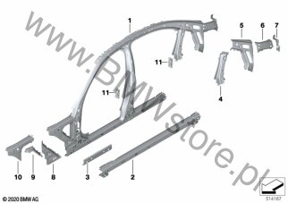 Szkielet boczny, środek dla BMW 3' G20 Saloon LCI Limousine BMW ALPINA D3s B57R ECE