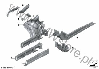Wnęka koła/łoże silnika dla BMW X1 F48 LCI SAV X1 25eX B38X ECE